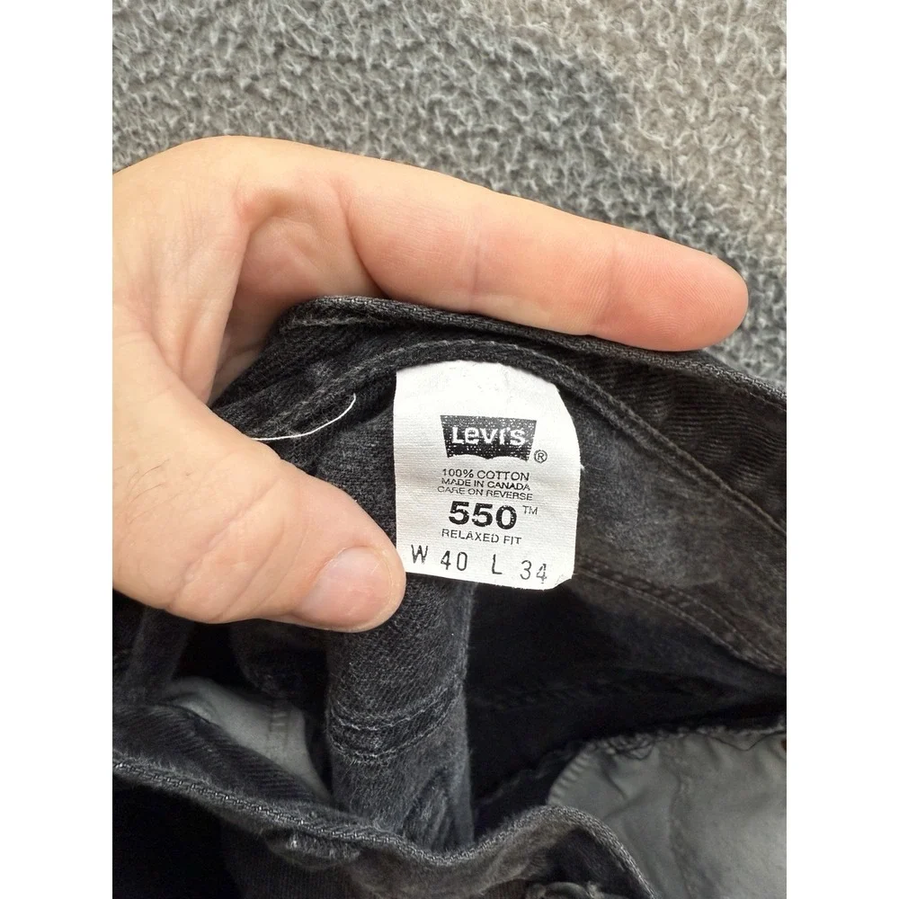 Vintage Levis 550 Jeans Mens 40x34 Black Relaxed Workwear Grunge‎ Skater 90s Y2K